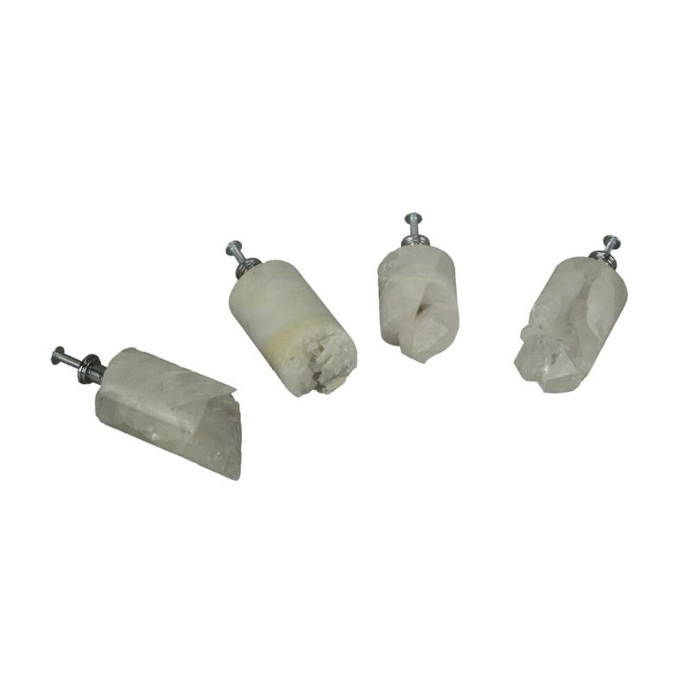 White Quartz Crystal Core Drawer Handle Cabinet Pull Furniture Decor Set of 4 XL